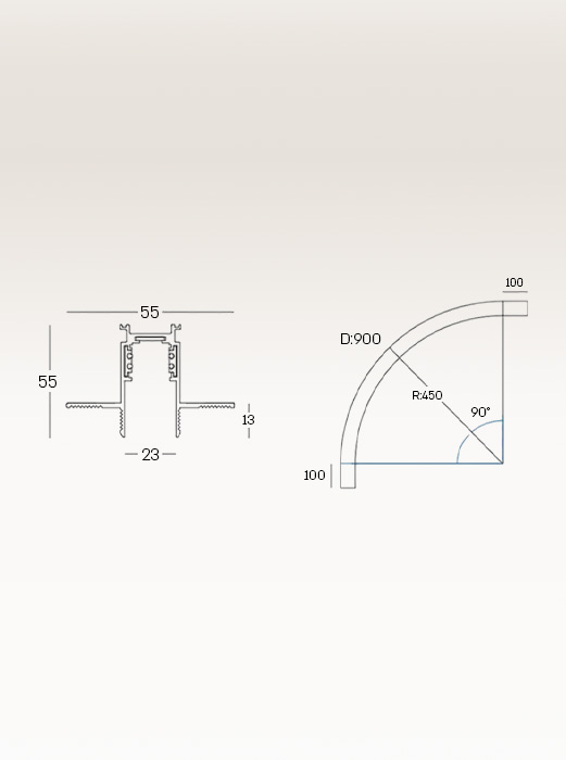 TRIMLESS CURVED TRACK MAGNETIC SYSTEM 22278