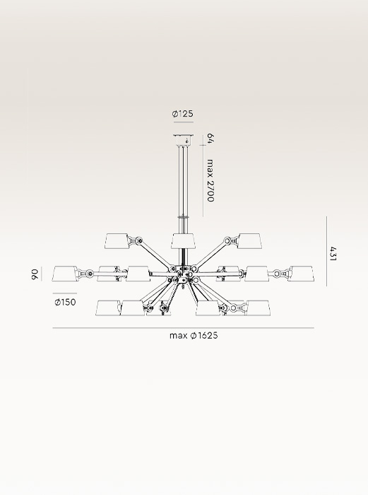 BOLT chandelier 18 arms